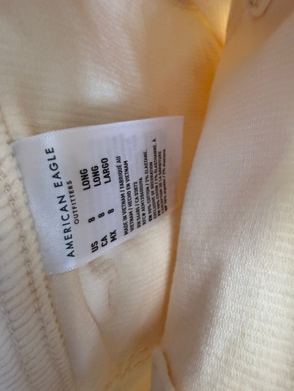 American Eagle High-Rise Mini Corduroy Shorts in Cream size 29W/8 US women - Picture 5 of 8